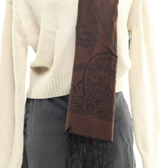 WestLoop Pashmina Scarf • 22x66 • Brown Paisley • NWT - Picture 3 of 13